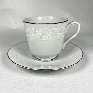 Four Crown China Cup Saucer Vtg Floral Embossed Southampton Replacement Japan